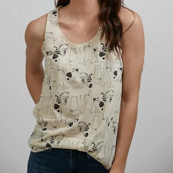 SM Wardrobe - Women's All Over Cat Classic Tank Top 5 SM Wardrobe - Women's All Over Cat Classic Tank Top - Image 3