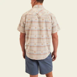 Howler Bros - Men's H Bar B Snapshirt -Prana Clothing Shop S24 SS Shirts HBarB Elliot Plaid Cream Model Back