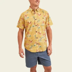 Howler Bros - Mansfield Shirt -Prana Clothing Shop S24 SS Shirts Mansfield Flamingo Flamboyance Model Front