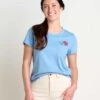 Toad & Co - Women's Primo Short Sleeve Crew -Prana Clothing Shop T1001915 Weathered Blue Embroidery 1