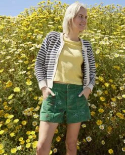 Toad & Co - Women's Coaster Cord Short -Prana Clothing Shop T1312005 Fern Daisy Embroidery 3