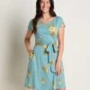 Toad & Co - Women's Cue Wrap Short Sleeve Dress -Prana Clothing Shop T1782003 Mineral Lg Floral Print 1
